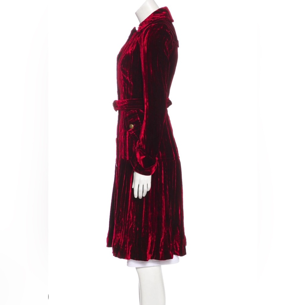 Cynthia Steffe Velvet Long Sleeve Dress in Rich Burgundy - Picture 2 of 10